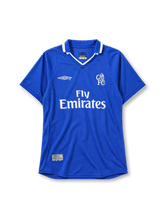 Chelsea 2001-03 home jersey Umbro front view blue Fly Emirates