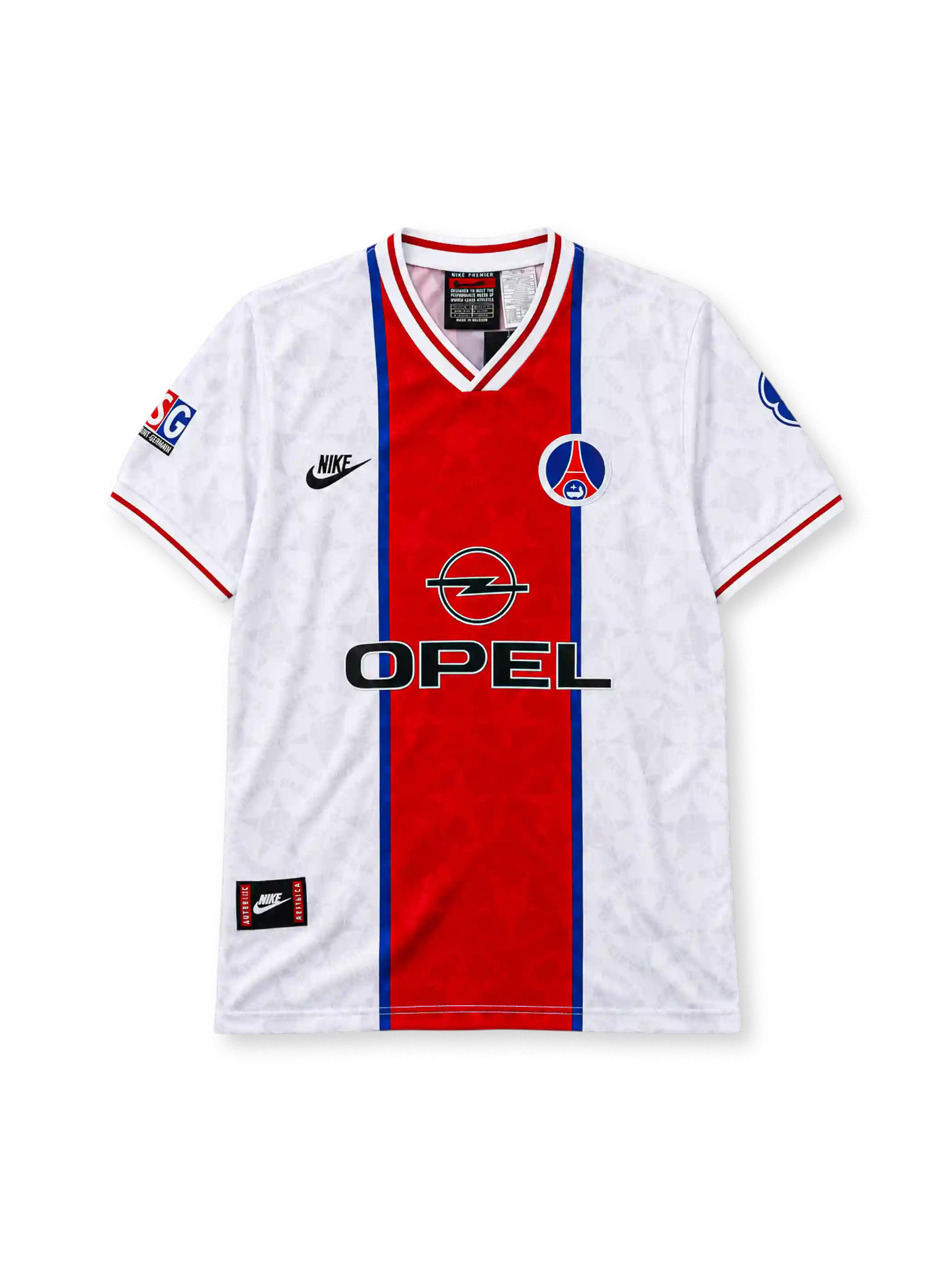 Paris Saint-Germain 1995-96 away jersey Nike front view white red panel
