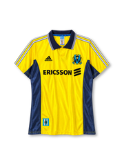 Olympique Marseille 1998-99 third jersey adidas front view yellow navy panels