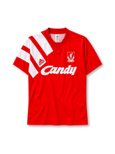 Liverpool 1991-92 home jersey adidas front view red white stripe