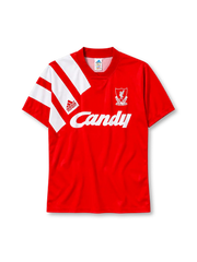 Liverpool 1991-92 home jersey adidas front view red white stripe