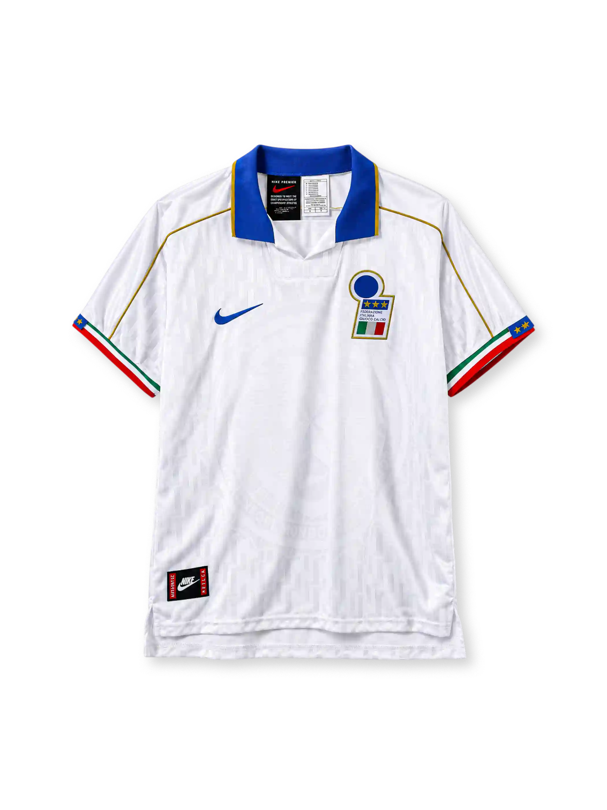 Italy 1995 away jersey Nike front view white blue collar