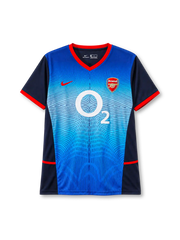 Arsenal 2002-04 away jersey Nike front view navy blue wavy graphic