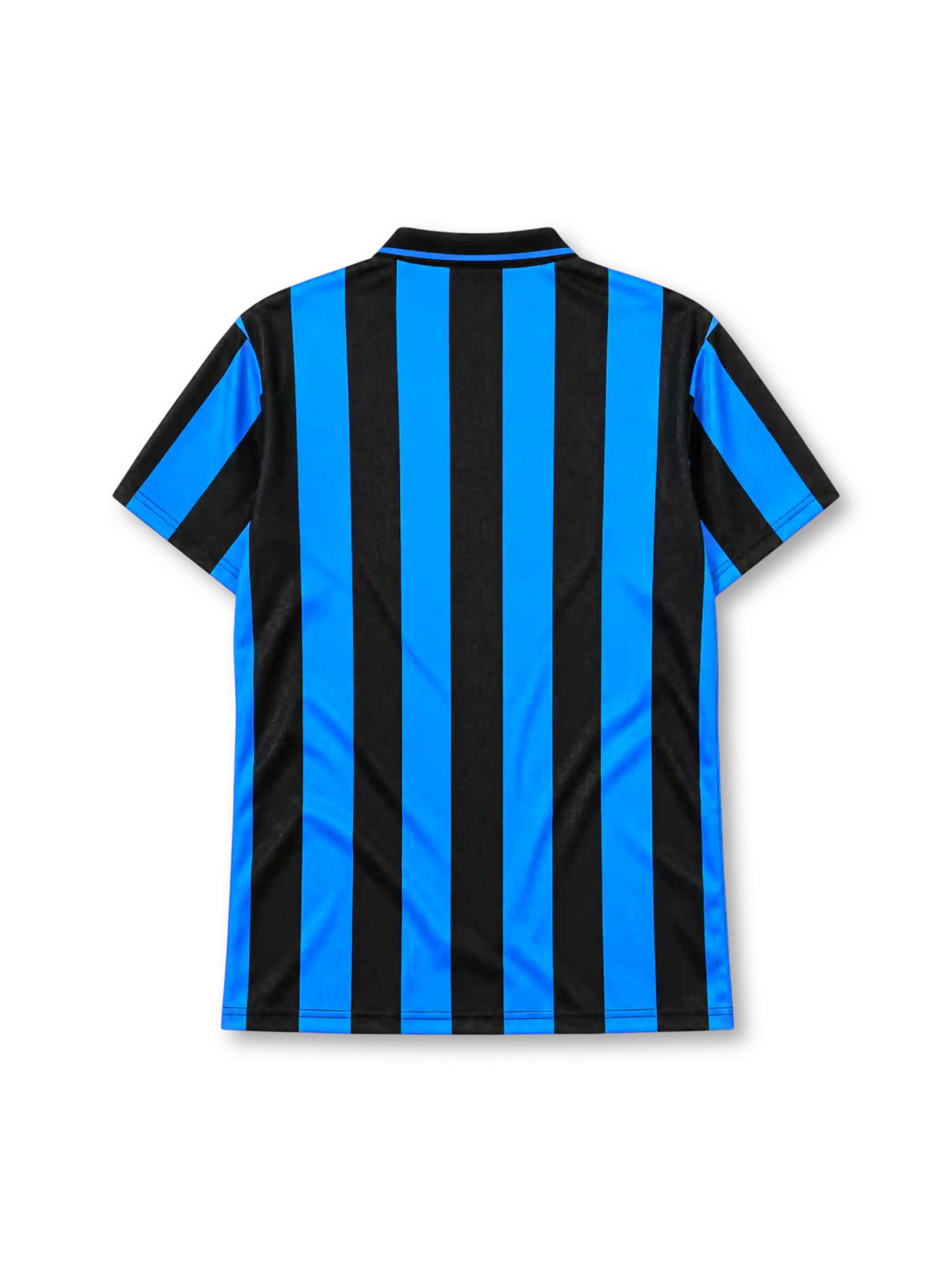 Inter Milan 1992-94 home jersey in blue and black stripes with Fiorucci sponsor and polo collar