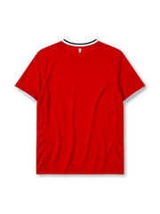 Manchester United 2011-12 home jersey in red with AON sponsor and striped ringer collar