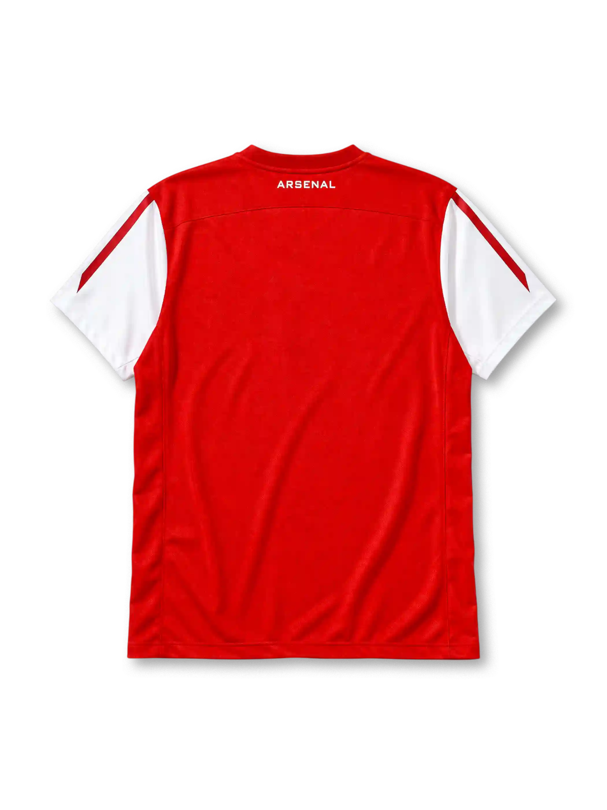 Arsenal 2011-12 home jersey in red with Fly Emirates sponsor and commemorative crest