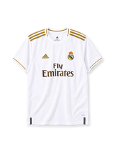 Real Madrid 2019-20 home jersey in white with Fly Emirates sponsor and gold trim