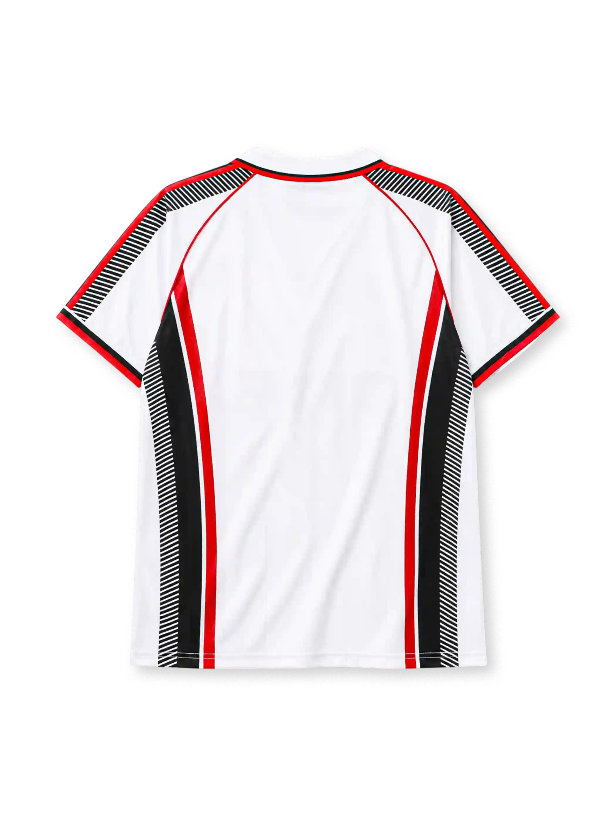 AC Milan 1997-98 away jersey in white with Opel sponsor and red black diagonal accents