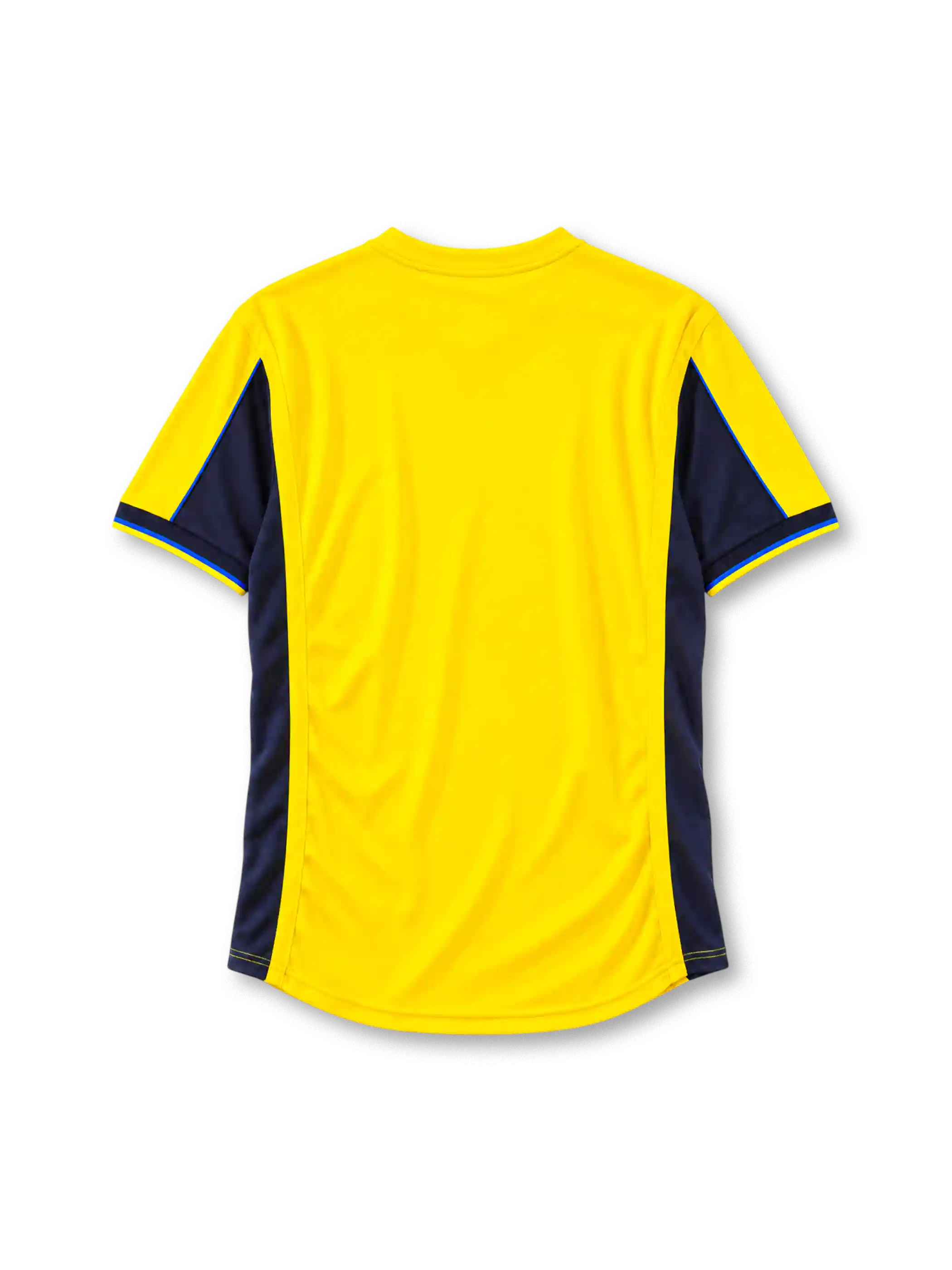 Arsenal 2000-01 away jersey Nike front view yellow navy panels