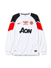 Manchester United 2010-11 away jersey Nike front view white Champions League final print