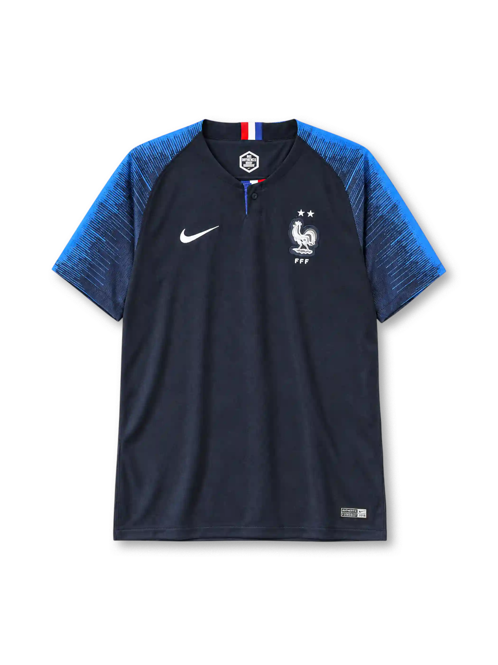 France 2018 home jersey Nike front view navy blue gradient sleeves
