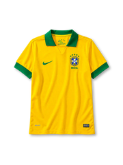 Brazil 2013 home jersey Nike front view yellow green collar