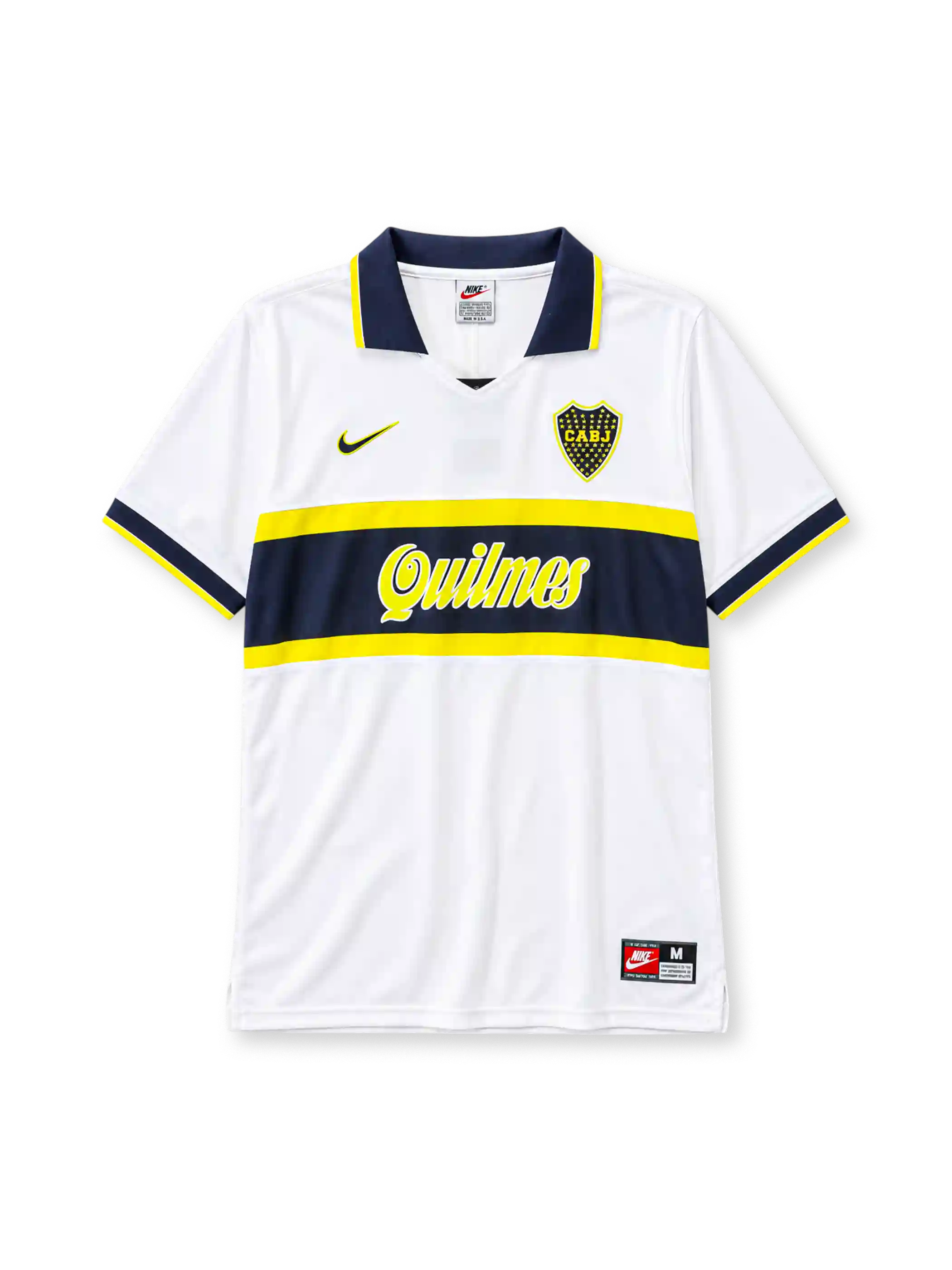 Boca Juniors 1996-97 away jersey Nike front view white navy band