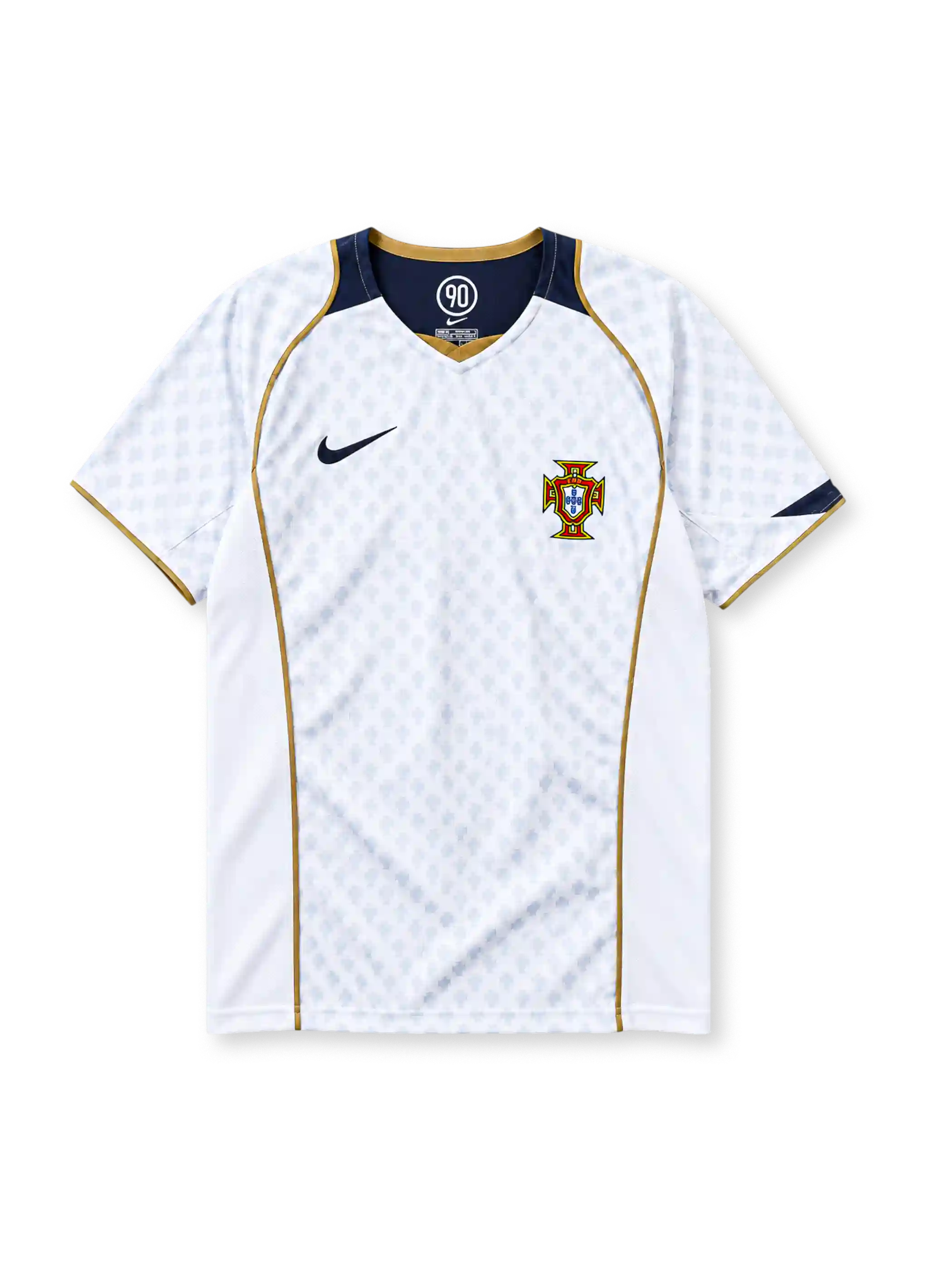 Portugal 2004 away jersey Nike front view white navy gold trim