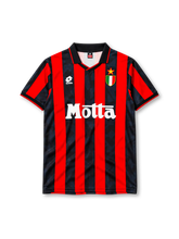 AC Milan 1993-94 home jersey Lotto front view red black stripes scudetto