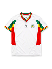 Senegal 2002 home jersey Le Coq Sportif front view white green yellow red panels