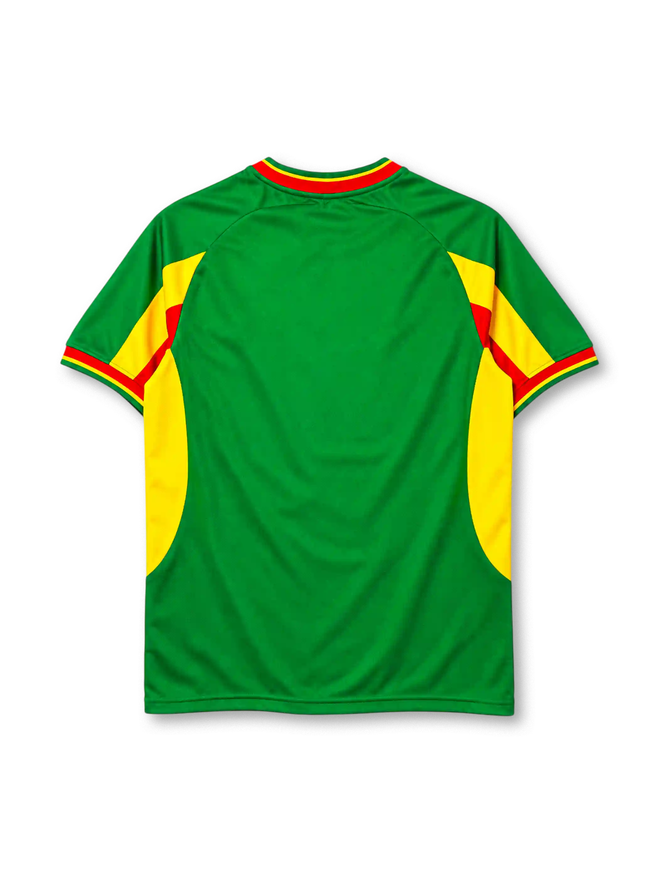 Senegal 2002 away jersey Le Coq Sportif front view green yellow panels