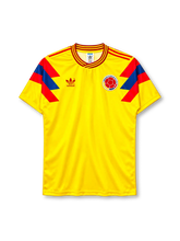 Colombia 1990 home jersey adidas front view yellow red blue panels