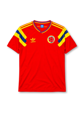 Colombia 1990 away jersey adidas front view red yellow blue panels