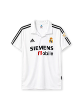 Real Madrid 2002-03 home jersey adidas front view white black stripes Siemens mobilev
