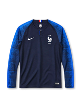 France 2018 long-sleeve home jersey Nike front view navy blue gradient sleeves