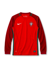 Portugal 2016 long-sleeve home jersey Nike front view red maroon sleeves