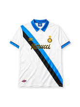 Inter Milan 1994-95 away jersey Umbro front view white blue black sash