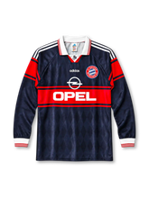 Bayern Munich 1997-99 long-sleeve home jersey adidas front view navy diamond pattern