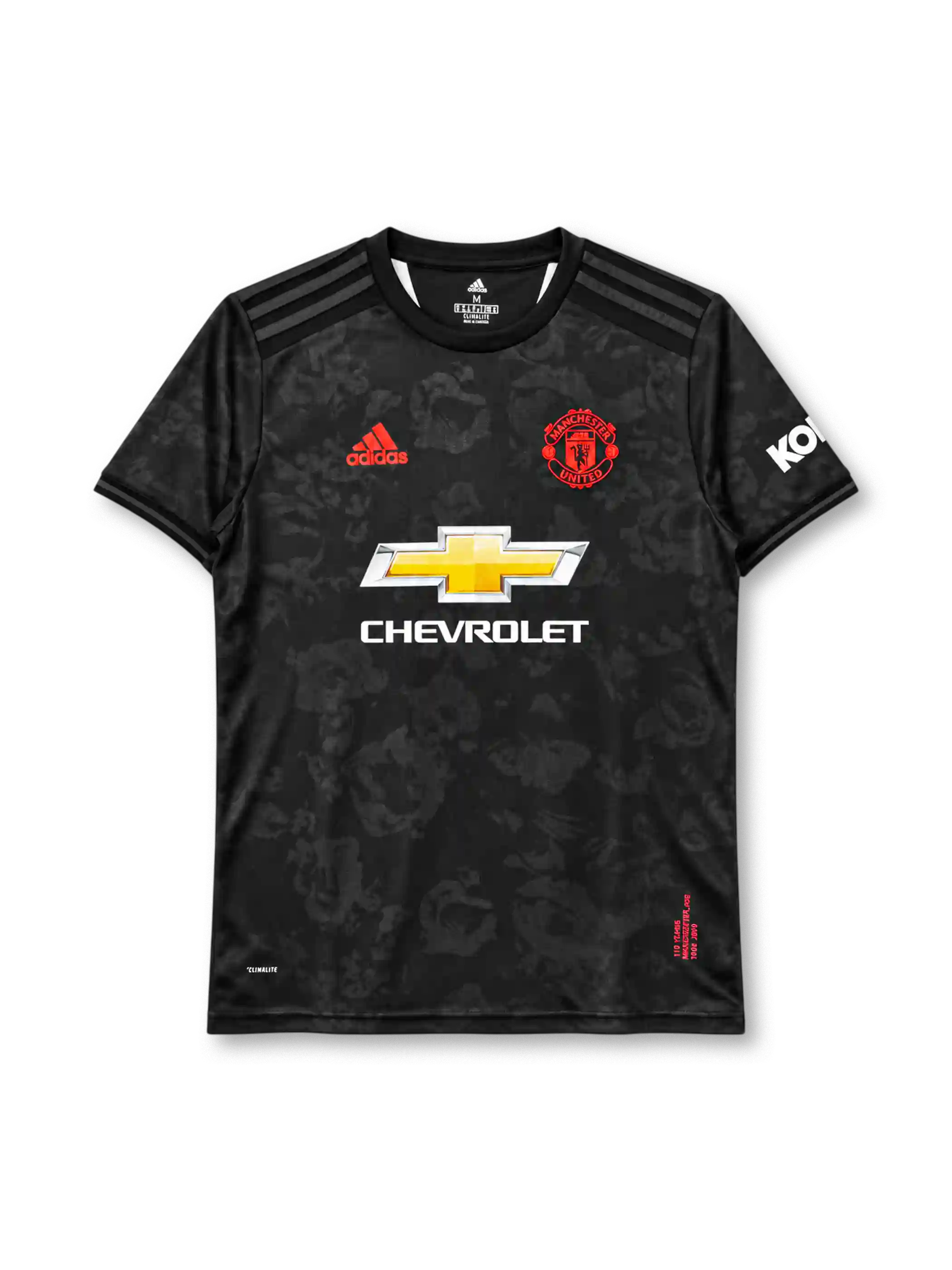 Manchester United 2019-20 third jersey adidas front view black rose print