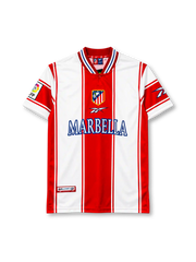 Atletico Madrid 1999-2000 home jersey Reebok front view red white stripes
