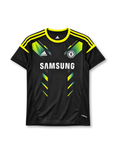 Chelsea 2012-13 third jersey adidas front view black yellow green graphics