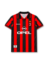 AC Milan 1997-98 home jersey Lotto front view red black stripes