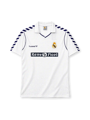 Real Madrid 1988-90 home jersey Hummel front view white chevron sleeves
