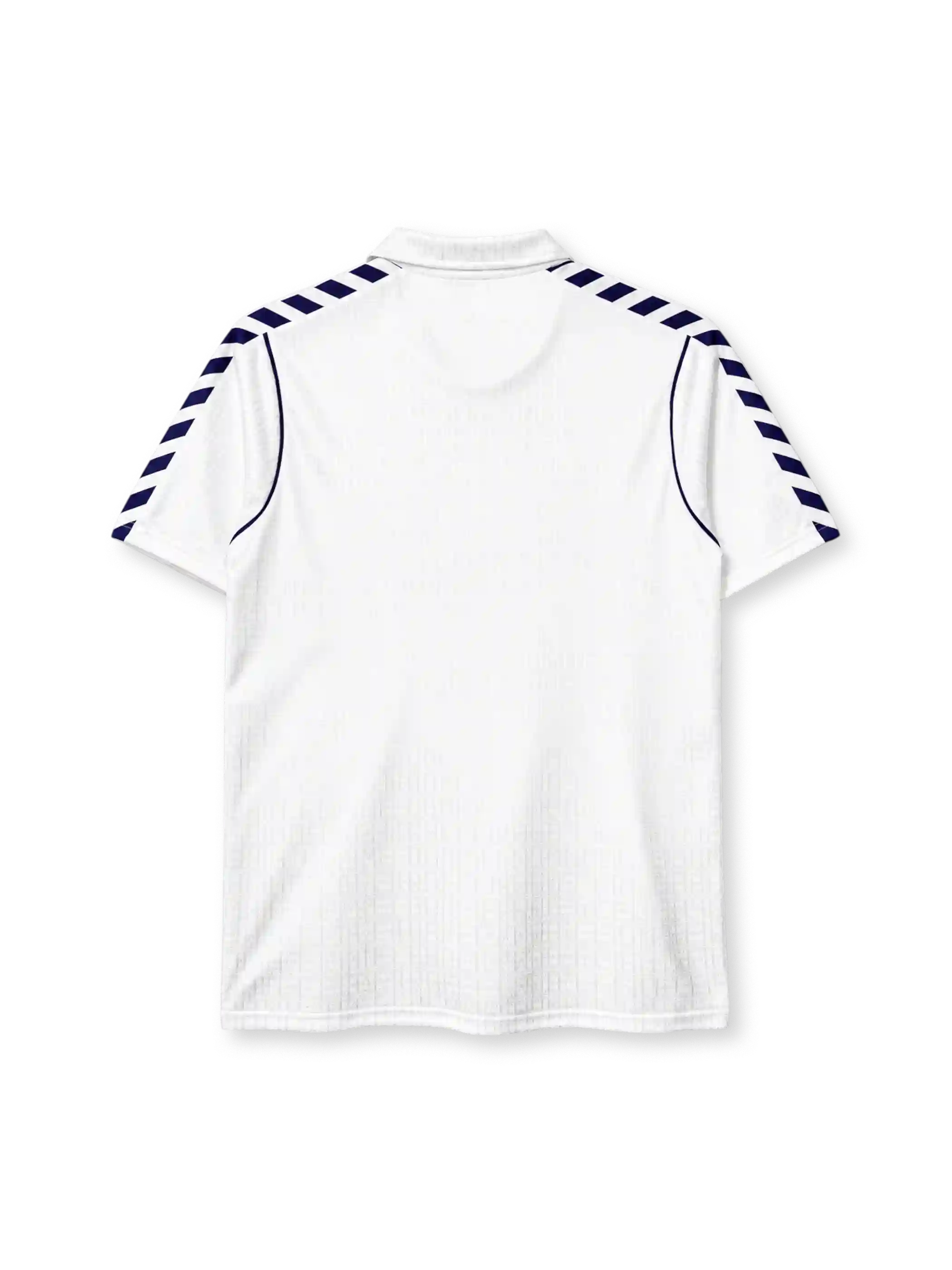 Real Madrid 1988-90 home jersey Hummel front view white chevron sleeves