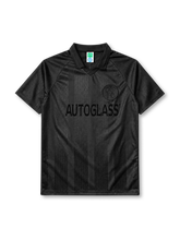 Chelsea 1998-99 blackout third jersey, front view, all-black tonal jacquard pattern, embossed club crest, embossed Autoglass sponsor logo