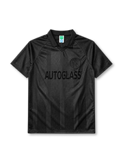 Chelsea 1998-99 blackout third jersey, front view, all-black tonal jacquard pattern, embossed club crest, embossed Autoglass sponsor logo