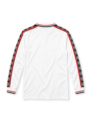 Manchester United 1998-99 long-sleeve away jersey in white with Sharp sponsor and diamond trim