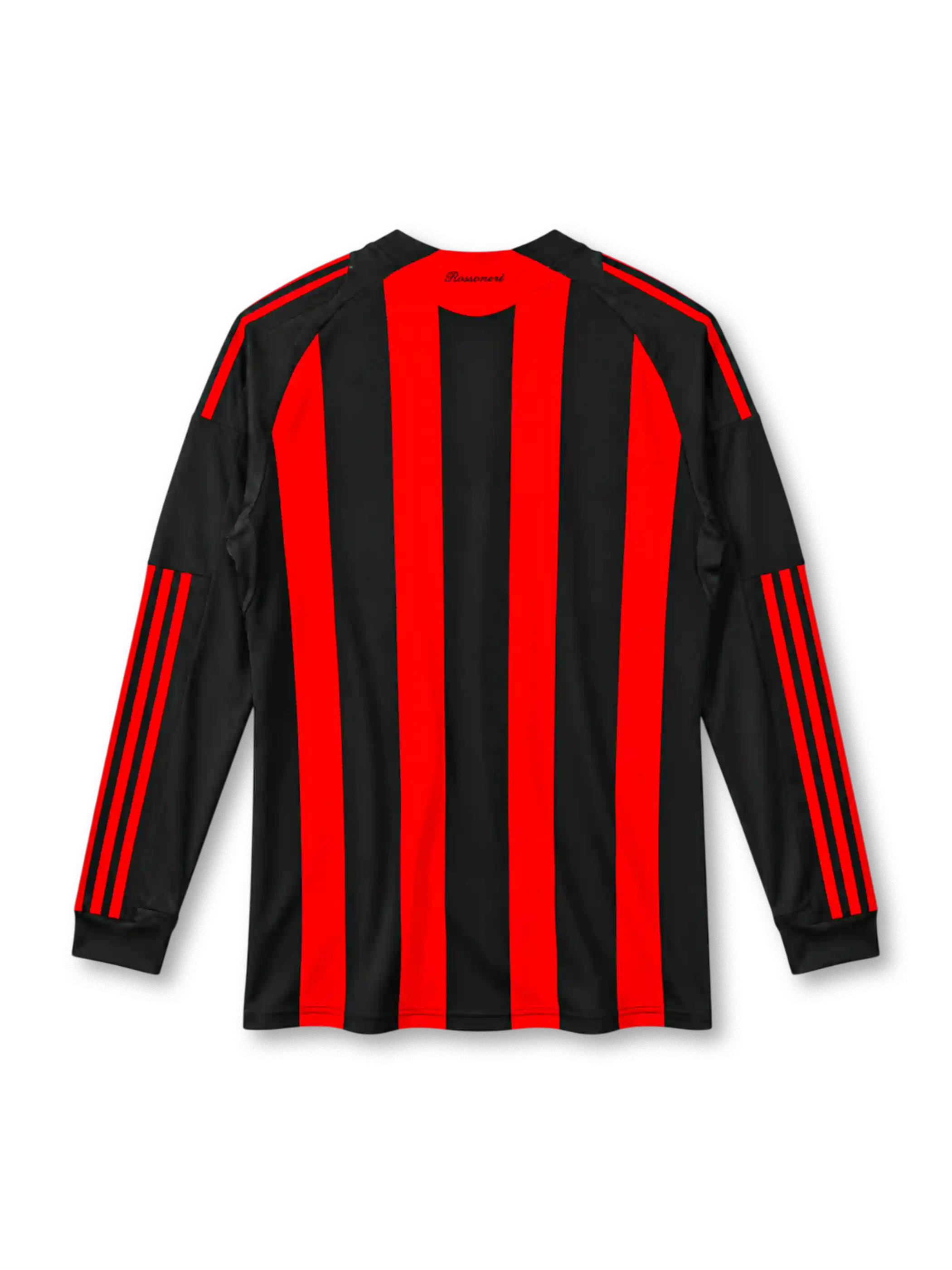 AC Milan 2008-09 long-sleeve home jersey in red and black stripes with bwin sponsor