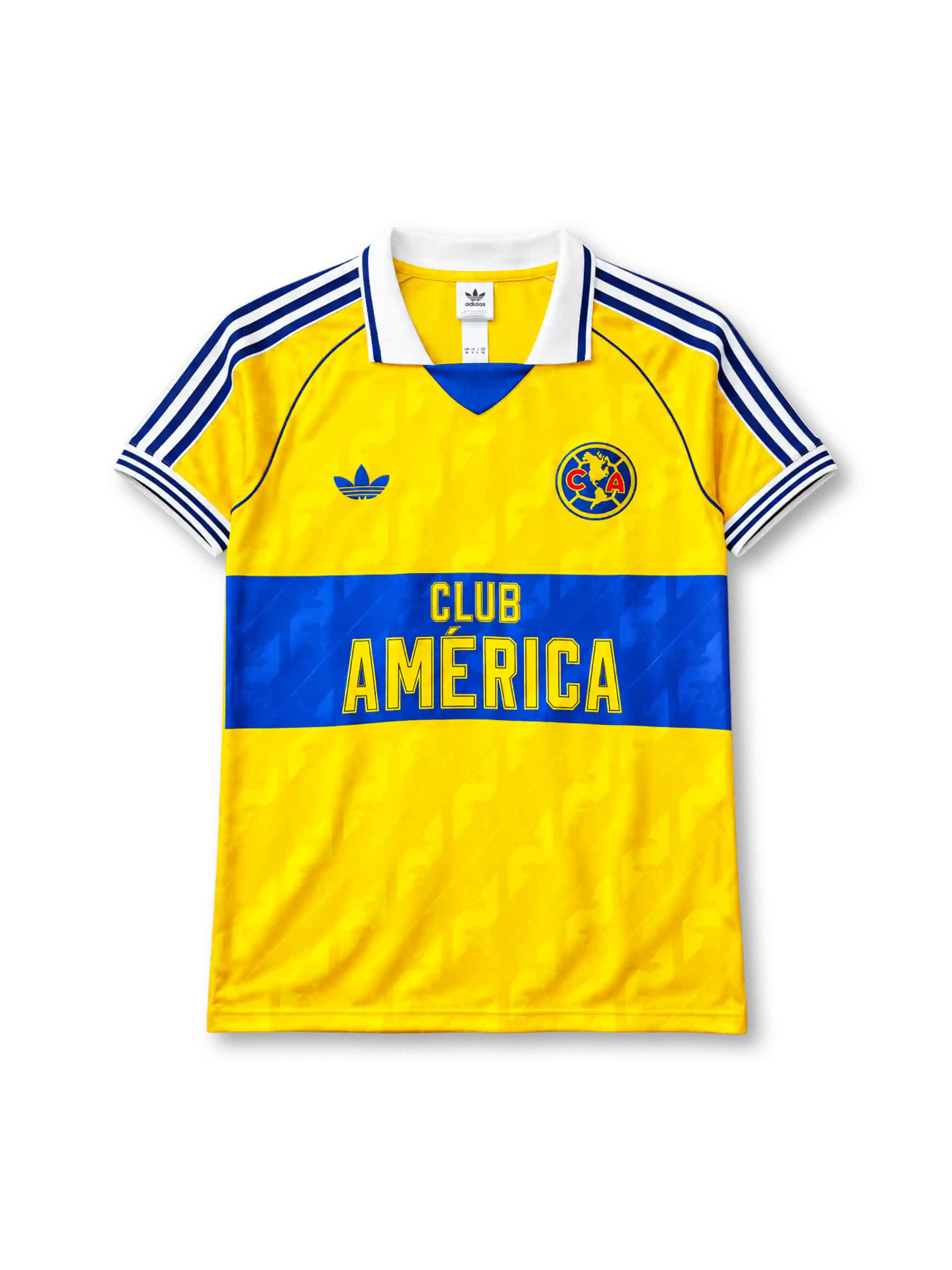 Club America anniversary home jersey in yellow and blue with CA eagle crest