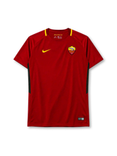 AS Roma 2017-18 home jersey in dark red with yellow trim and she-wolf crest