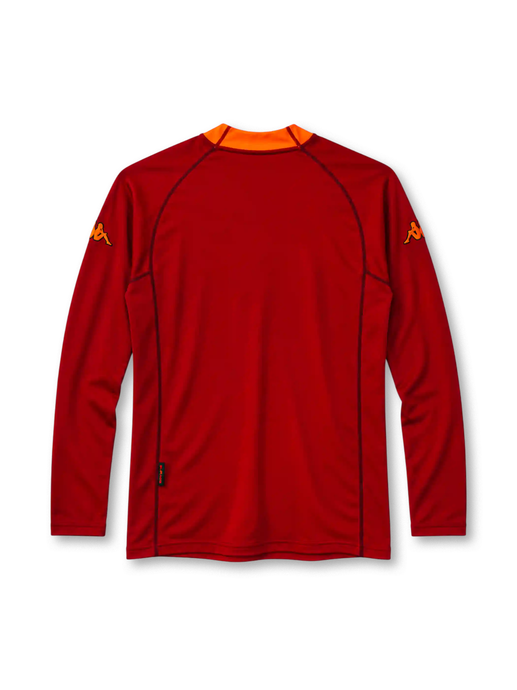 AS Roma 2001-02 long-sleeve home jersey in dark red with INA Assitalia sponsor and orange collar