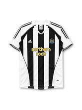 Newcastle United 2005-06 home jersey in black and white stripes with Northern Rock sponsor