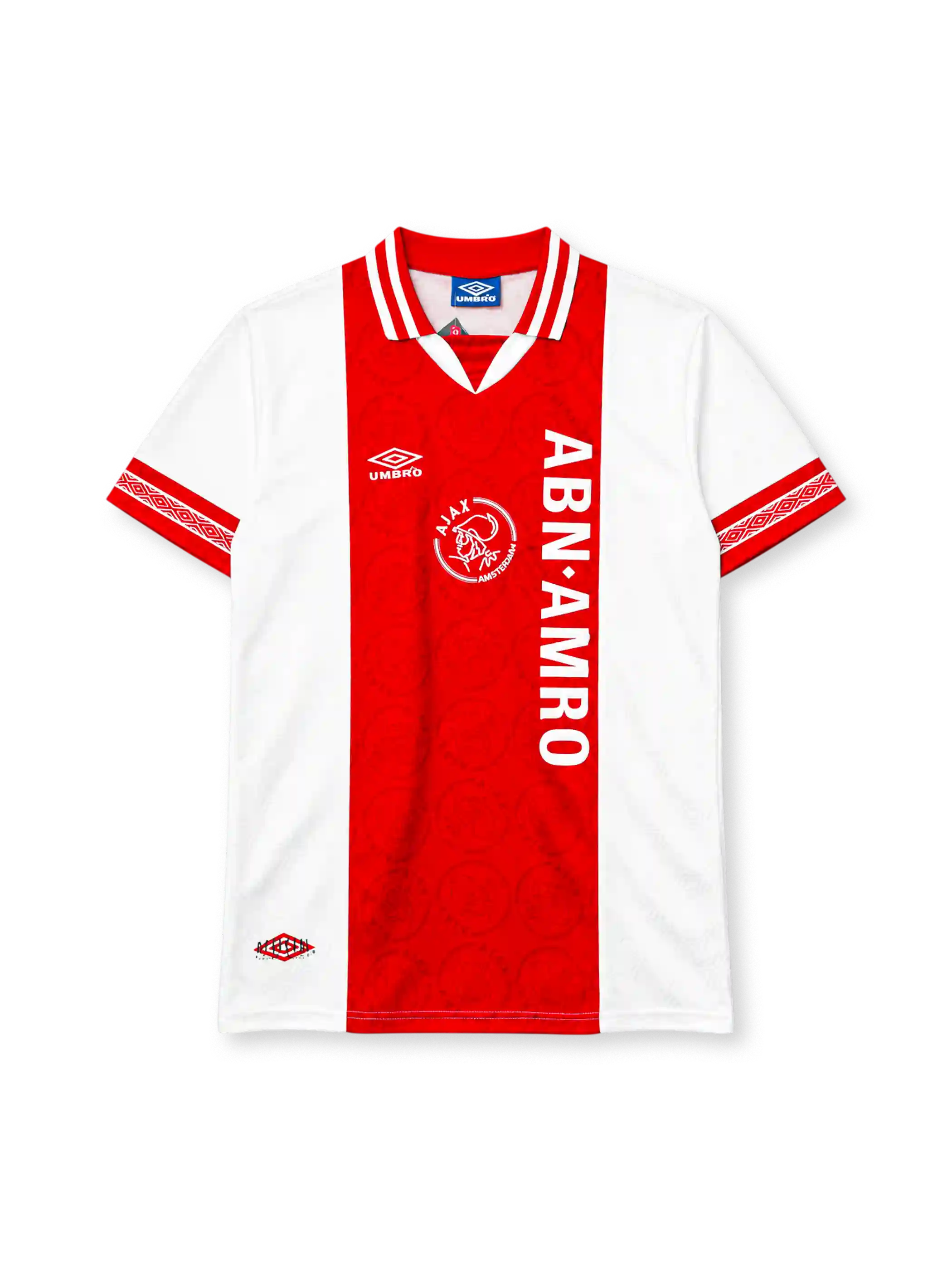 Ajax 1994-95 home jersey with red center stripe and ABN AMRO sponsor