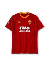 AS Roma 2001-02 home jersey in dark red with INA Assitalia sponsor and orange collar