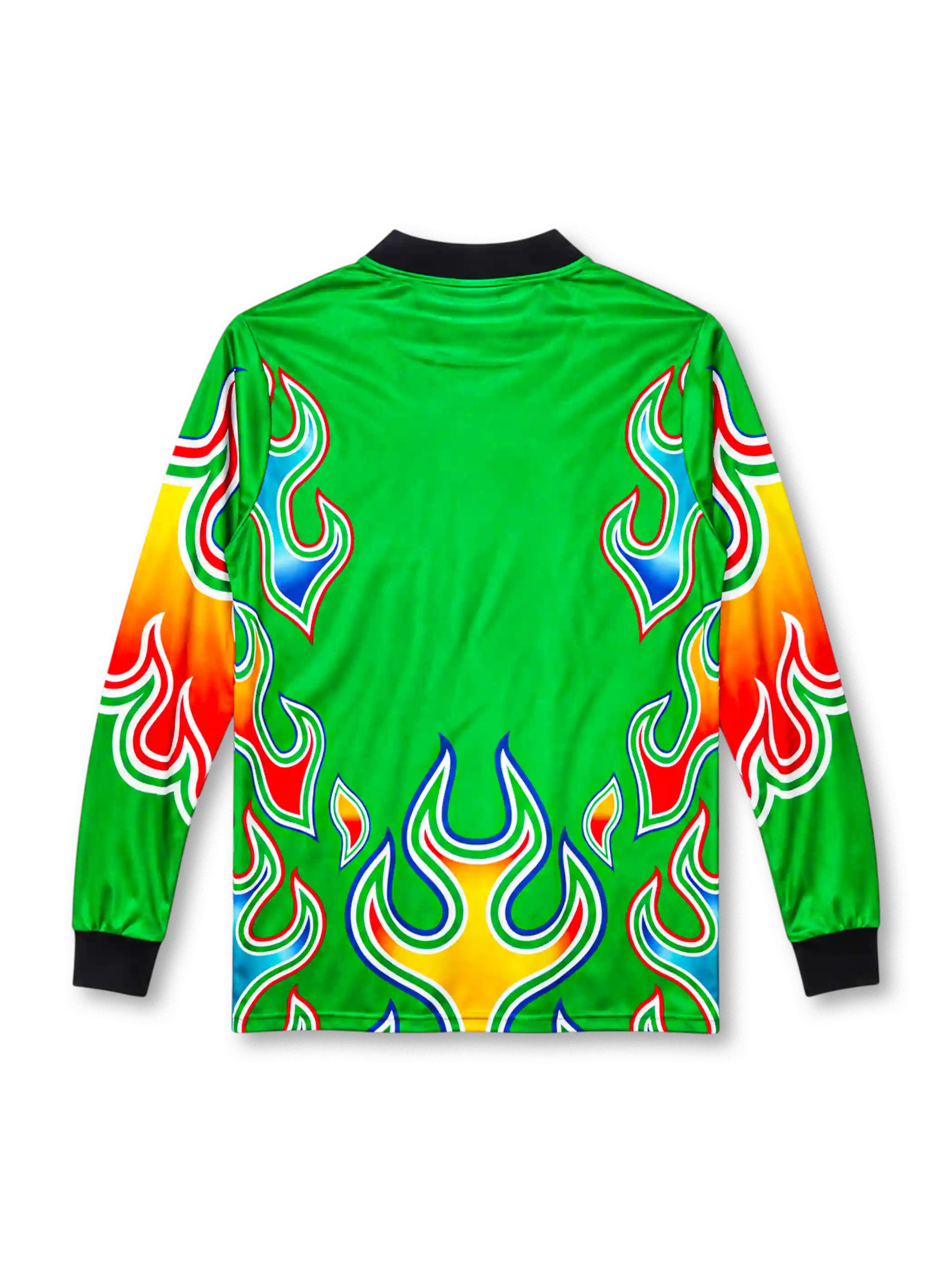 Japan 1998 goalkeeper jersey in green with flame graphic and JFA crest