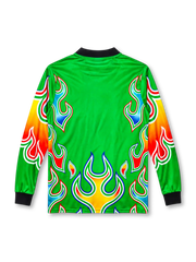 Japan 1998 goalkeeper jersey in green with flame graphic and JFA crest