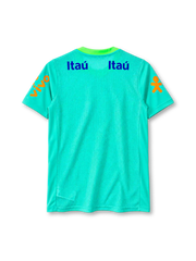 Brazil 2024 training jersey in teal green with CBF crest and multiple sponsor logos