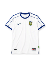 Brazil 1998 white jersey with blue trim and CBF crest