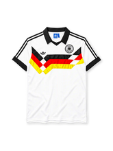 West Germany 1988-89 home jersey in white with black red and gold chevron graphic