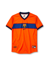 Barcelona 1998-99 third jersey in orange with navy chest band and FCB crest